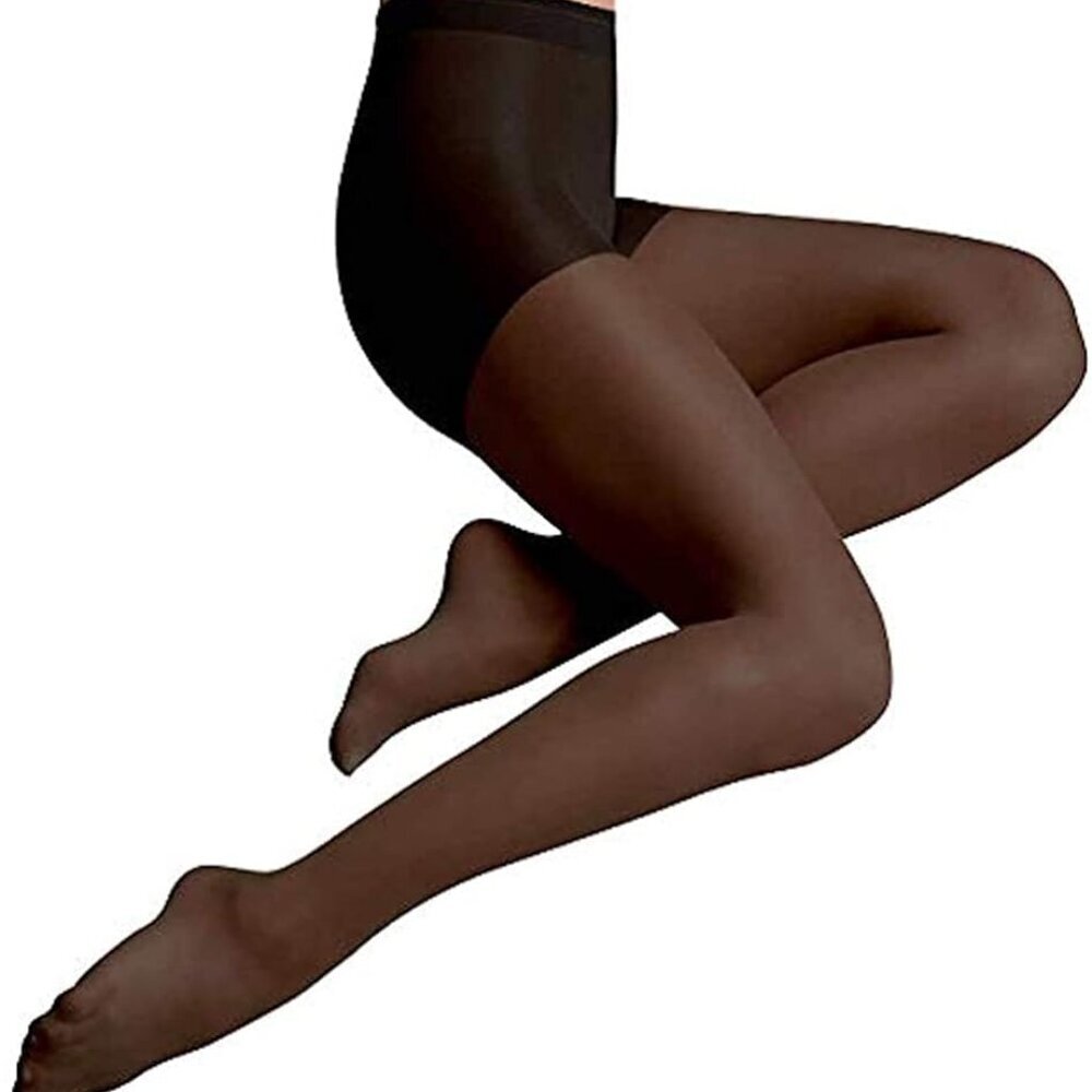NEW SILKS Essentials Control Top Shadow Toe Sheer Pantyhose Black